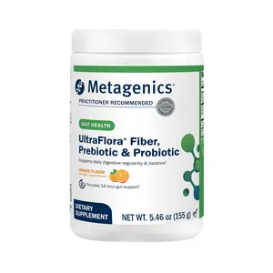 Metagenics UltraFlora Fiber, Prebiotic & Probiotic - Dietary Fiber Supplement Powder - Supports Bowel Regularity, Microbiome Balance & Gut Comfort - Orange Flavor - 30 Servings