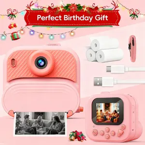 Instant Print Camera for Kids, 48MP Kids Camera 1080P HD 2.4-Inch Screen Digital Camera with Printer Paper, Toy Birthday Gift for 3-12 Year Old Girls