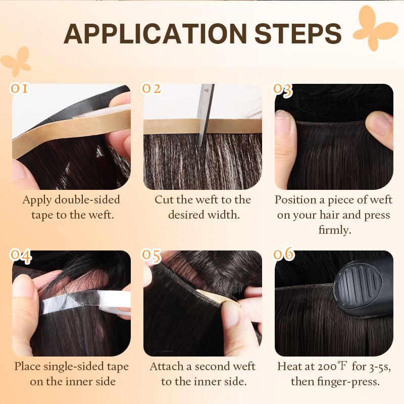 Doores Genius Seamless Tape-In Weft Hair Extensions 16–24" Straight 100% Human Hair For Daily Use