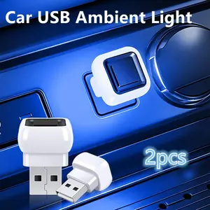 2pcs Car USB Ambient Lights, Mini Size Lighting LED Atmosphere Lamps Car Interior Decorative Lights, Home Auto Accessories, Led For Car