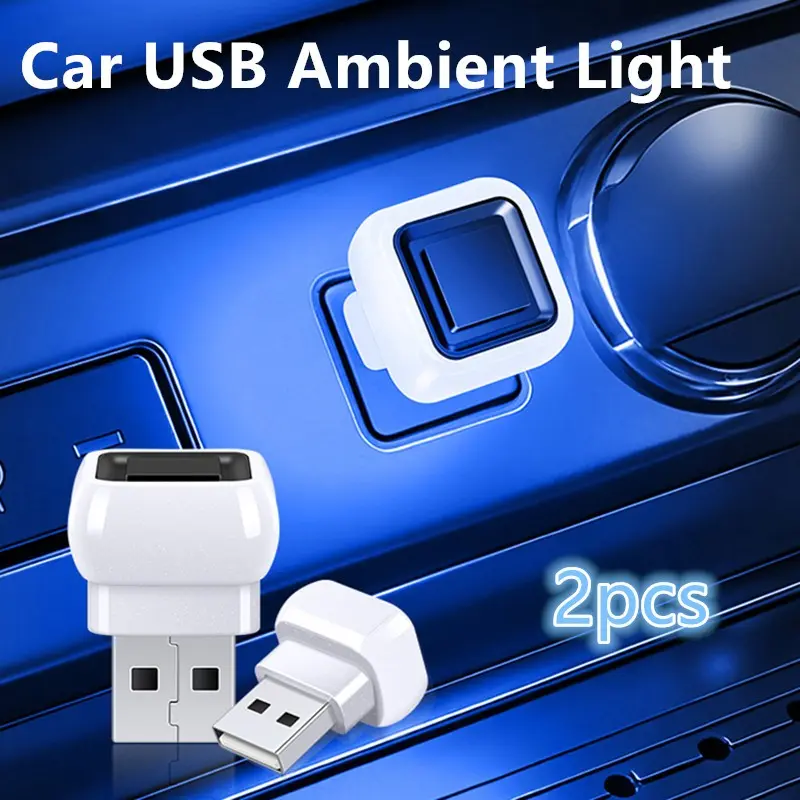 2pcs Car USB Ambient Lights, Mini Size Lighting LED Atmosphere Lamps Car Interior Decorative Lights, Home Auto Accessories, Led For Car