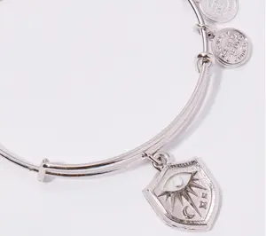 Divinely Guide by Theresa Caputo Wire Bangle w/ Charm Silvertone