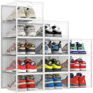 XXL Large Shoe Cabinet Suitable for Size 14 Transparent Plastic Stackable Shoe Cabinet Size 12 Sneaker Cabinet Suitable for Sneaker Enthusiasts Shoe Cabinet