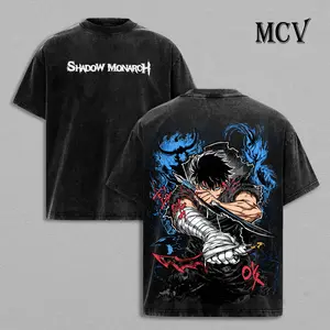 Vintage Washed Sung Jin Woo Solo Leveling Heavy Cotton Tees Oversized Anime Streetwear Graphic T-Shirt Y2K Retro Korean Manhwa Fashion Tops Cool Casual Outfit Trending Harajuku Apparel Unique Cosplay Fan Gift Mens Womens Clothing Arise Player Drip 2026