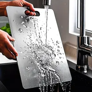 Stainless Steel Cutting Board, Double-Sided Non-Slip Chopping Board, Kitchen Cutting Board, Durable Lightweight & Easy to Clean, Multi-Purpose Meat & Vegetable Chopping Kitchen Tool, Home Kitchen Essential Premium Cutting Board