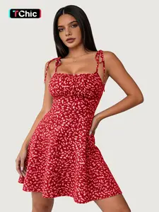 Women's Strapless Sweet Mini Floral Dress, Casual Versatile Short Dress, Comfortable Summer Fashion, Perfect for Daily Wear