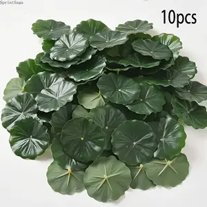 10PCS Artificial Floating Lotus Leaves, Realistic Water Lily Leaves for Pond and Aquarium Decor, Lightweight and Durable Bright Green Plastic Leaves, Perfect for DIY Crafts, Water Garden, Indoor and Outdoor Decoration