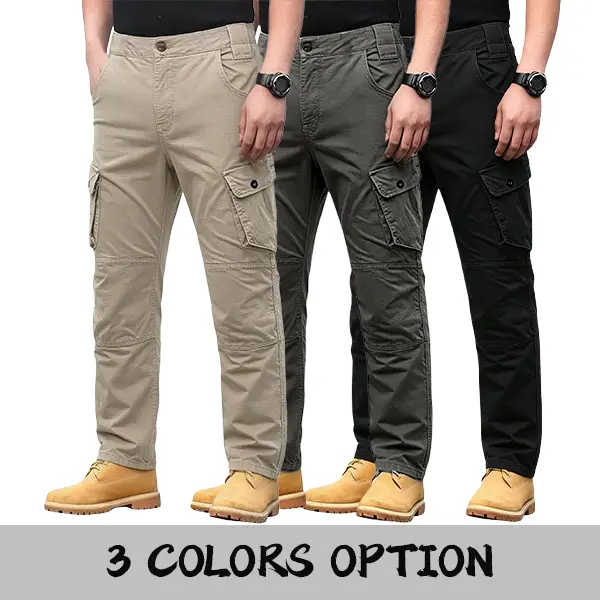 Men's Plain Solid-Color Straight Baggy Carpenter Cargo Pants - Skin-Friendly Sweat-Wicking Menswear Casual Bottoms for Off-Road Cycling, Park Walks, Outdoor
