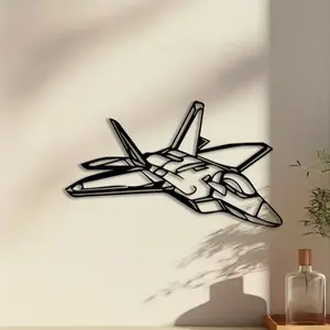 1pc Minimalist Military Aircraft Metal Wall Art, Art Work For Wall Decor, Military Aircraft Statue Mural, Perfect for Indoor/Outdoor, Modern Home Decor, Living Room, Office Decor, Ideal Gift for Aviation Enthusiasts