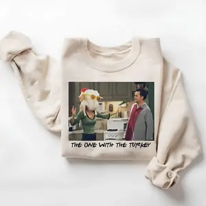 Friends TV Show Sweatshirt, Monica Turkey Head Scene, Funny Thanksgiving Graphic Crewneck