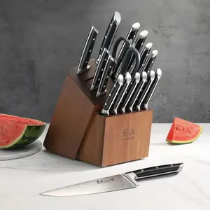 Denali Series German Steel Forged 17-piece Knife Block Set - Black