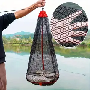 1pc Durable Fishing Net Bag with Aluminum Alloy Ground Stake and Storage Pouch, Portable Storage for Fish Collection or Snorkeling Gear, Ideal for Rivers, Lakes, Boats, Pier - Fishing Accessory Tool, Fishing Equipment