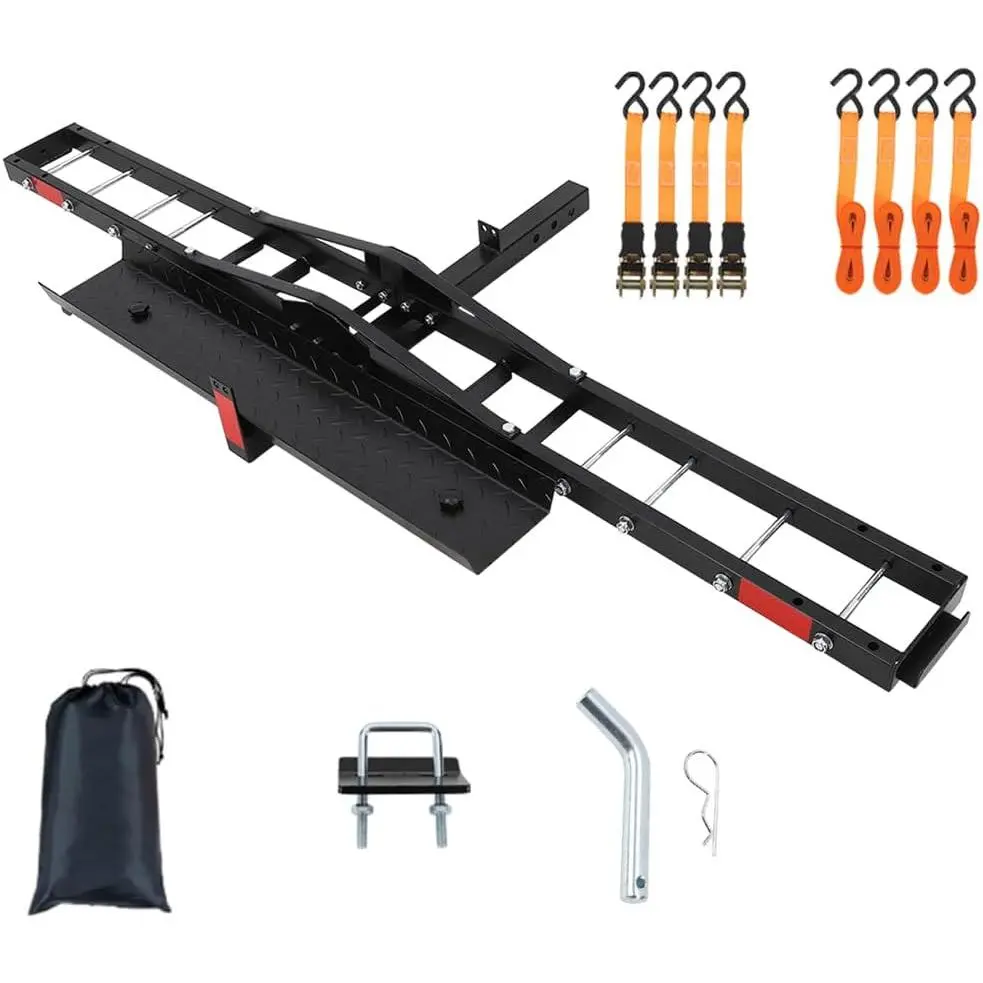Garvee Hitch-Mount Dirt Bike Carrier - 600LBS Heavy-Duty Rack, 77.5" Ramp, Ratchet Straps for Trucks/SUVs with 2" Receiver (Ebike-Compatible)