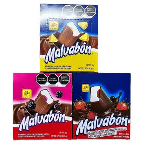 MALVABON - Chocolate Covered Marshmallow Bar Filled With Natural Strawberry Jelly / 12 Pieces Display Box /