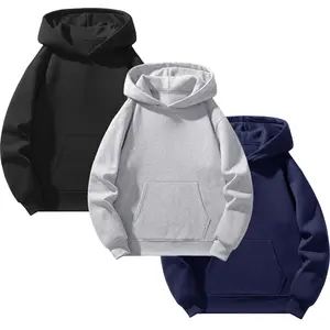 Men's fleece-lined loose sweatshirt, polyester fleece material, suitable for autumn and winter daily wear, warm and comfortable, with front pockets Hoodie Menswear Tops Long Sleeve quarter zips Casual