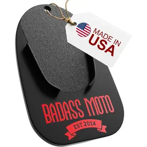 rcycle Kickstand Pad - Kick Stand Puck, Coaster Plate for Harley Davidson, Touring & Sport Bikes - rcycle Accessories for Grass, Dirt, Hot Pavement Parking Pad - USA Made, Black