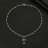Women's Vintage Silver Cross Necklace - Gothic Punk Style Flower Chain Link Choker, Alloy Jewelry for Women, Alternative Style Accessories Adults, Funky Unique Accessories Daily Wear Gift