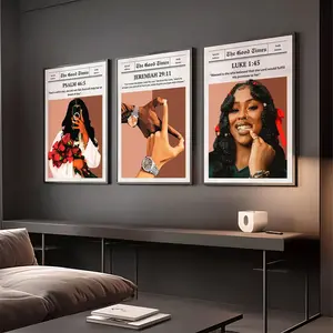 Modern Christian Black Woman Art, Bible Verse Print, Black Girl Room Decor