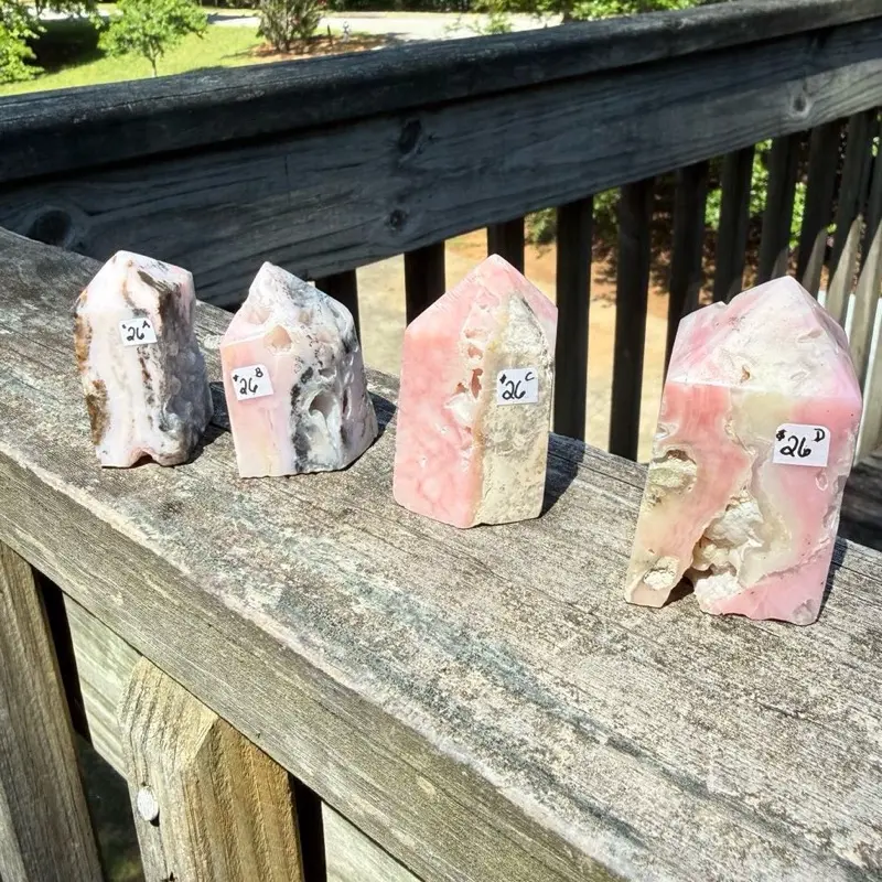 Pink Opal Points from Peru Natural Crystal Healing Stone