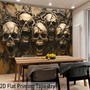 Skull Tapestry Gothic Backdrop Dark Art Theme Wall Hanging Photography Background Horror Decor for Living Room Bedroom Indoor Outdoor Party Decoration