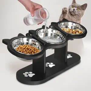 3-Tier Stainless Steel Elevated Cat Feeder - Adjustable 15° Tilt for Comfort, Anti-Slip Base Prevents Spills, Easy Assembly & Detachable Cleaning - Portable for Multi-Cat Homes/Small Dogs - Ideal for Busy Pet Parents, Safe No Sharp Edges Drinking Water Bo