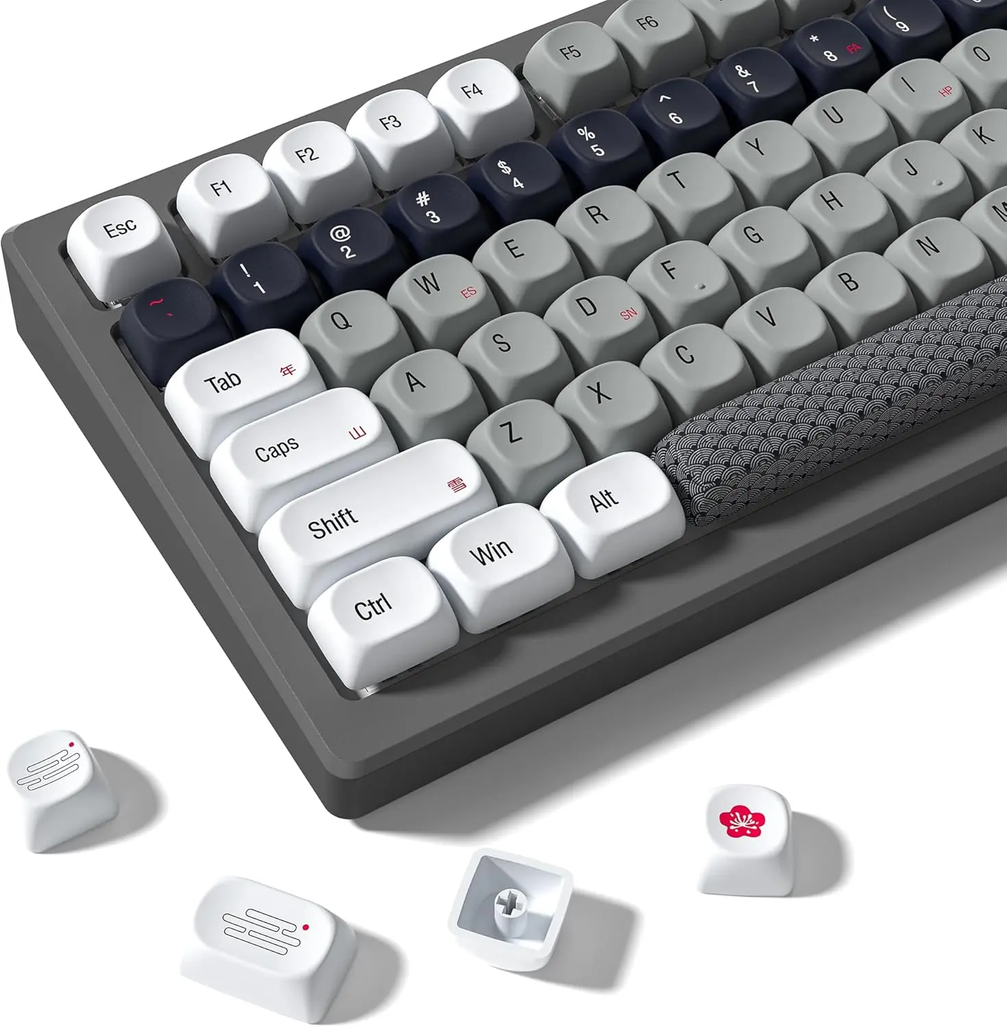 Womier MOA Profile PBT Keycaps,Janese Style Keycap Set for Most US Layout Cherry MX Switches Mechanical Keyboard
