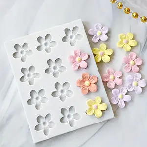 1pc 12-Cavity Silicone Flower Mold, Reusable Chocolate Mold for Crafting, Chocolate, Fondant, and Candle Making - Five-Petal Floral Design, Food-Grade Material, Oven & Dishwasher Safe, Candle Making Supplies, Silicone Baking Molds