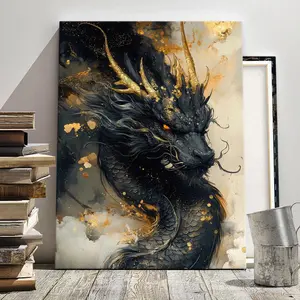 Wooden Framed Canvas Painting, Dragon Pattern Wall Art, Canvas Prints, Modern Art Decoration, Living Room Bedroom Decoration, Hallway Office Mural, Ideal Gift, Ornaments