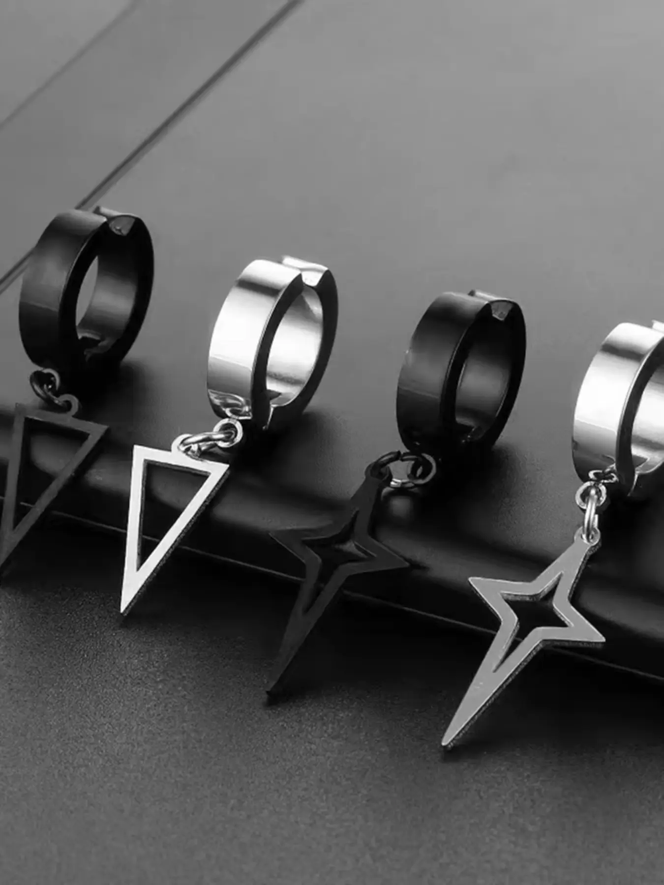 Trendy Hip Hop Clip Earrings Set, Versatile Earrings, 2 Pairs Geometric Cut Out Design, Stainless Steel Earrings, Clip On Earrings, Comfortable Party Accessories for Men & Women, Ideal DIY Gift For Friends