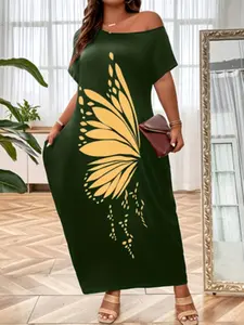 Summer New Women's Gold Embroidered Casual Loose Fit Dress, Home Leisure Essential, Random Print, Comfortable and Stylish, Casual Dresses