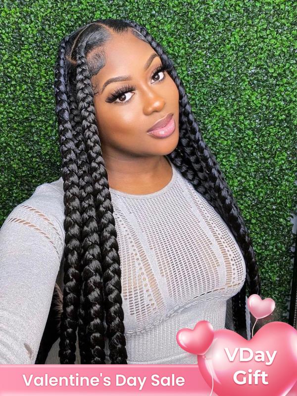 36 Inch Long Braided Lace Front Wigs for Women, Gorgeous Fluffy Wigs with Baby Hair, Synthetic Braided Full Lace Wigs for Party, Daily Use, Wigs That Look Like Real Hair