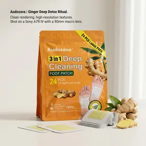 Audozava 24 PCS Large Pack Ginger Foot Pads, Full 12-Night Cycle Deep Cleaning Detox Foot Patch, Removes Impurities & Tension, Stress Relieving Overnight botanical Pads For Women Men