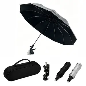 Umbrella 56" HVAC Sun Shade with Magnetic Mount, Universal Clamp Included, Reinforced 12-Rib Fiberglass Frame, Portable Wind-Resistant Design, Carry Bag Included, 180° Adjustable for Outdoor Work and AC Repair