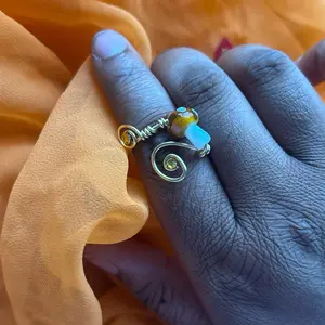 Mushroom Wire Wrapped Rings with Gemstone or Glass Beaded Jewelry for Stylish Accessory - Elegant Design