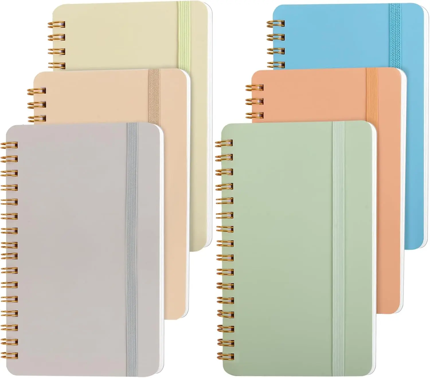 6 PCS Small Spiral Notebook 4x6, Notebooks for Note Taking, Scheme Spiral Journal Notebook, Work Notebook Small Notebooks with Strap, Cute Notebooks for Women(Morandi Color)