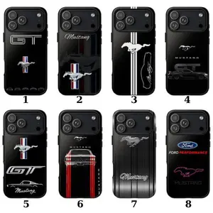 Ford Mustang GT Logo Phone Case Collection, Black Mustang Racing Cover for iPhone & Samsung Shockproof Protection Suitable for iPhone 17-11 Pro Max/Plus and  Samsung Galaxy S23-25