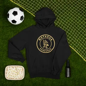 Motagua Honduras Hoodies with Gold Logo for Soccer Fans Comfortable and Stylish Black Hoodie for Everyday Wear Ideal for Fans
