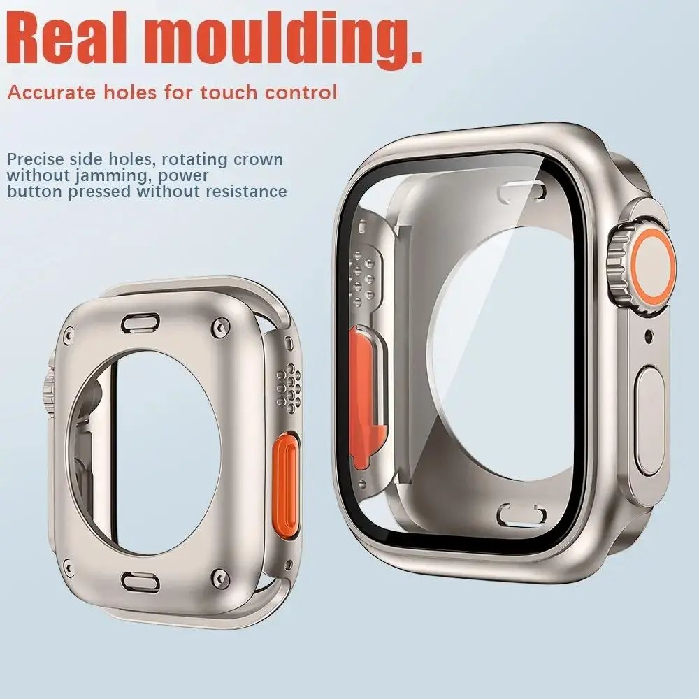 Shockproof Smart Watch Protective Case with Full-Coverage Tempered Screen Protector, Sports Outdoor Wearable Accessory for 40-45mm Series 1-11 SE Smart Watches (Luggage Bag Charm Accessory), Accessories, Protection
