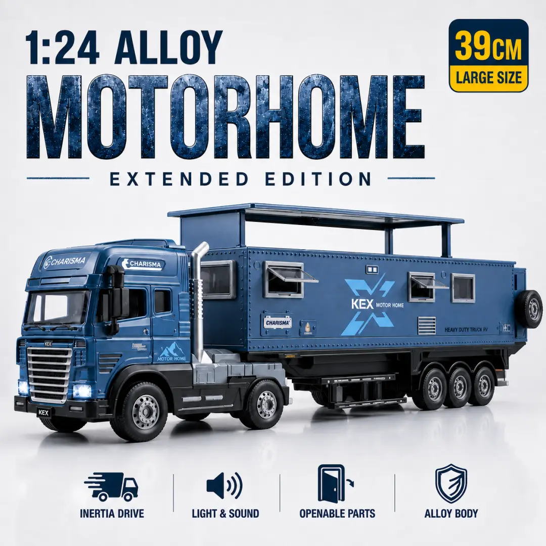 Large Alloy RV Toy Car Model Simulation Off-Road Truck Multifunctional with Cool Lights Music Separable Body Family Party Gift
