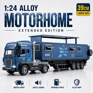 Large Alloy RV Toy Car Model Simulation Off-Road Truck Multifunctional with Cool Lights Music Separable Body Family Party Gift