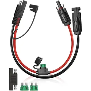 Solar Panel Connector to SAE Adapter , 1FT 10AWG Solar Extension  with Fuse/SAE Polarity Reverse Adapter for RV Solar Panel Charger Kit