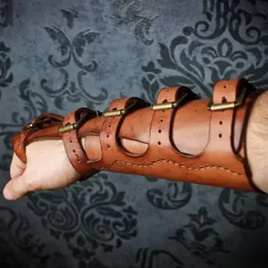 Medieval Viking Wristband Gauntlet Vambrace Arm Cuff Armor Steampunk Gothic Leather Glove LARP Men Knight Costume Buckled Bracer Menswear Clothes