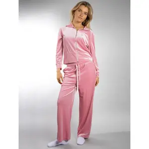 Jess by Meiko Women's Slim Fit Velour Tracksuit Set 2 Pieces Small Pink