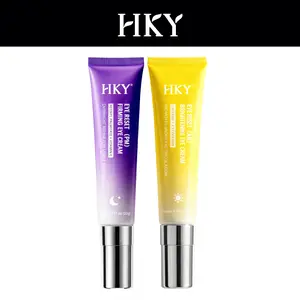 HKY Day and Night Eye Cream Duo, AM Caffeine Depuffing Gel and PM Retinyl Palmitate Firming Cream