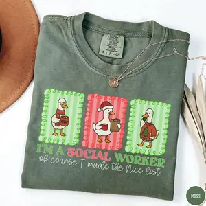 Christmas Social Worker shirt Comfort Colors  gift for School Counselor, MSW Graduation Gift, Social Work tshirt, Therapist Gift Fabric Top