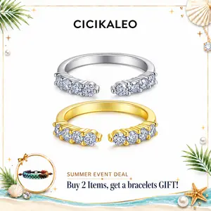 CICIKALEO 8 Stone Moissanite Band Open Ring for Women Bridal Set D VVS1 Stackable 18K Gold Plated Lab-Created Hypoallergenic Wedding Engagement Anniversary Gift Fine Formerly CICI GEMS #Summervibes