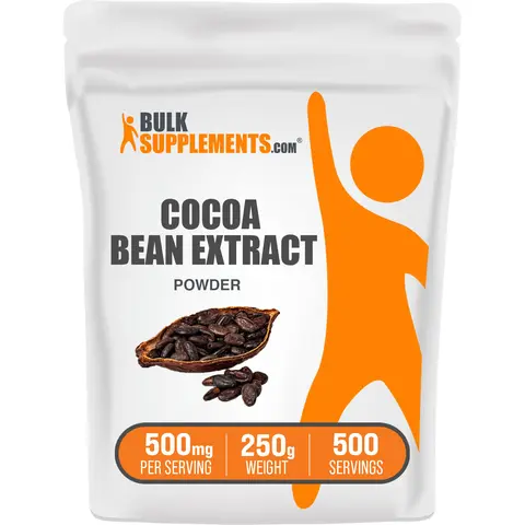 BulkSupplements Pure Cocoa Bean Extract Powder - Essential Minerals Supplement, Natural Antioxidant (Protects Against Free Radicals), Energy & Bone Health Support, 250g, 500mg per Serving, Unflavored, Dairy-Free, Magnesium & Iron, Prop 65 Safe