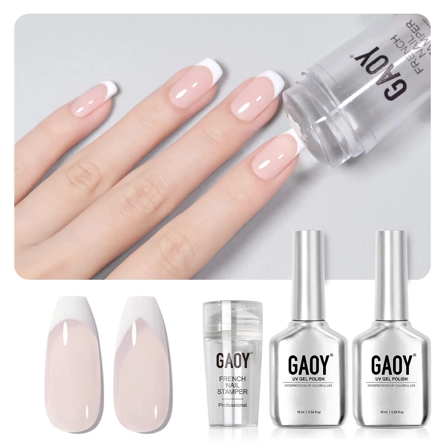 Milky Pink, White, Nail Stamper