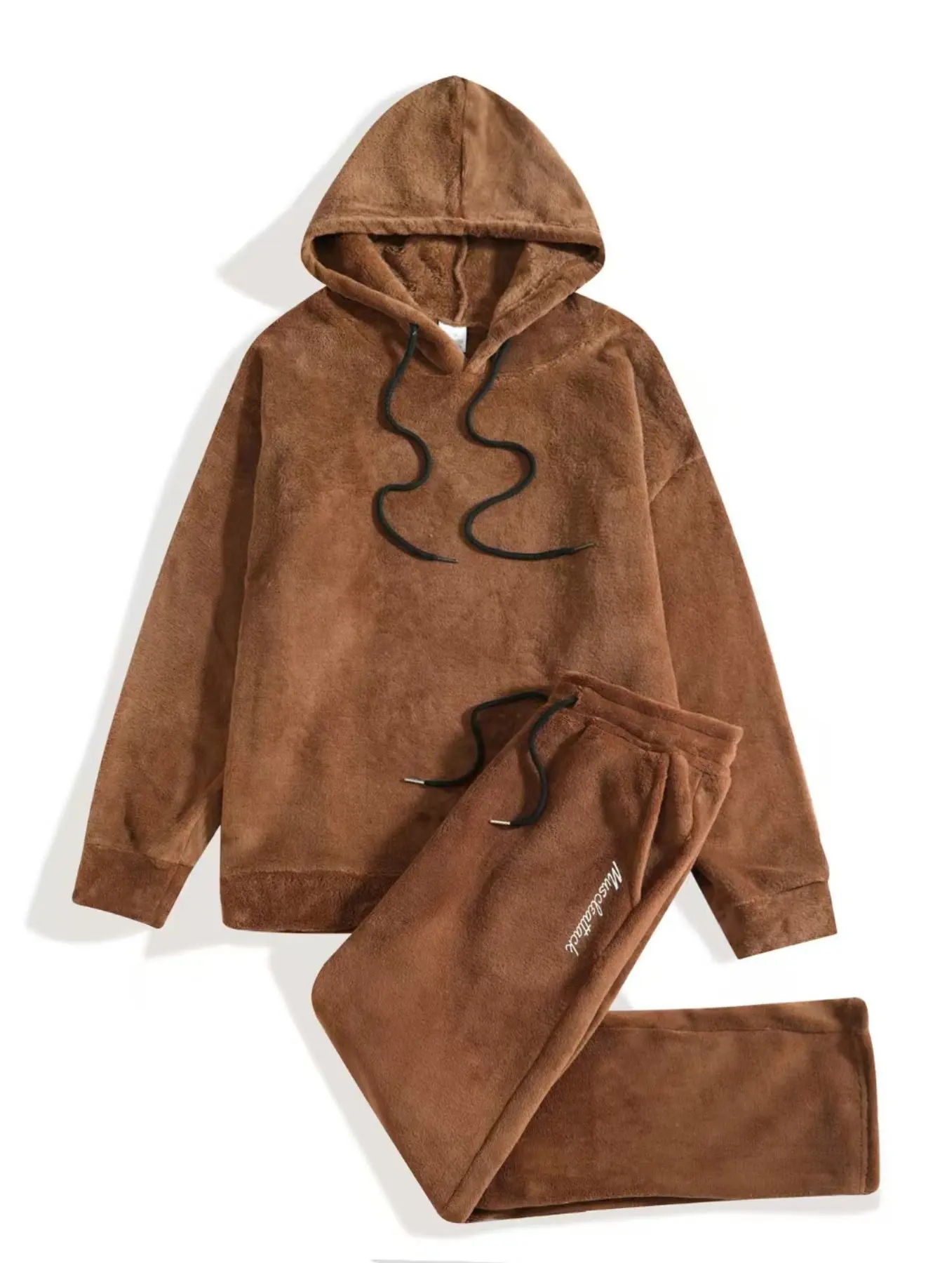 Men's Autumn Winter Plush 2-Piece Tracksuit Sweatsuits Set - Athleisure Set, Hoodie with Drawstring Hood & Drawstring Pants Set, Soft Fleece Fabric for Cozy Casual, Home & Outdoor Wear, Comfortable Warm Loungewear
