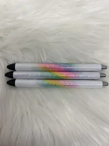 Unicorn Burst Holographic Epoxy Glitter Black Ink Pen: Refillable